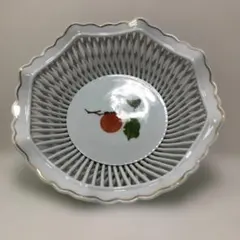 深川製磁 透かし 陶器 バスケット 大 白磁 金彩 果実柄 260703-8Tのサムネイル