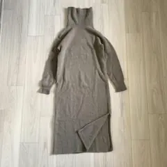 訳あり スピック&スパン タートルネック ロングワンピース ベージュ 長袖 冬