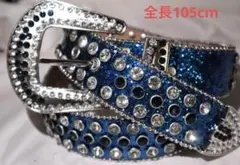 105cm ギラギラ　ブルー　ウエスタンベルト　LEX アメカジ　グランジ