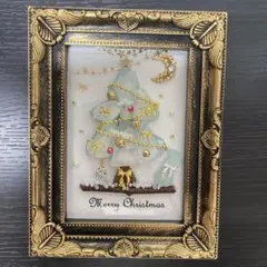 シーグラスアート　三日月とクリスマスツリー