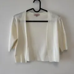 アイボリー カーディガン 半袖 リブ編み TOCCA