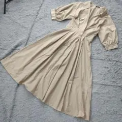 b4537 AS KNOW AS PINKY ベージュ ロングシャツワンピース