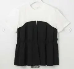 【自由区】洗えるビスチェコンビ Tシャツ　38(M)　オフ×ブラックのサムネイル