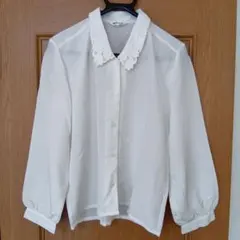 NARUDAN 刺繍付きホワイトシャツ ブラウス　9号　日本製