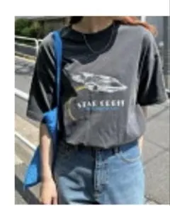 アンドミーand me ANME ロゴ 宇宙プリント 半袖Tシャツ 男女兼用　Lのサムネイル