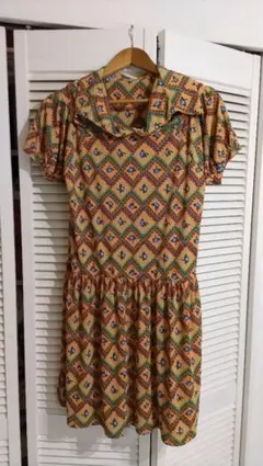スナオクワハラ★幾何学模様 襟付きワンピース