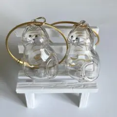 【値下げ】猫のけだまいれ 茶トラ猫 クリア キーホルダー けだまだまいれのサムネイル