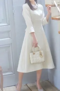 レース襟付きバックレースアップツイードワンピース toccocloset