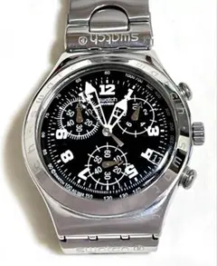 電池交換済 890 swatch スウォッチ クロノグラフ QZ腕時計 ブラック 