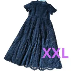 新品タグ付】CUI YING XXLサイズ 総レース ロングワンピース 黒