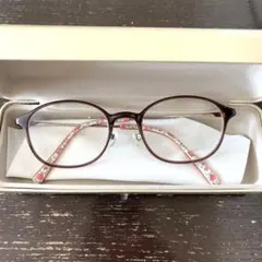 JINS ブラウンフレーム 花柄リバティメガネ　ケースなし