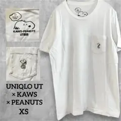 KAWS×PEANUTS ポケットTシャツ ホワイト XS 白 ホワイト 半袖