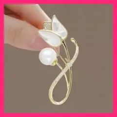 上品 チューリップ ブローチ ゴールド 華やか 入学式 卒業式 セレモニー