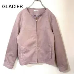 【美品】GLACIER スエード調 ノーカラージャケット ブルゾン ピンク M