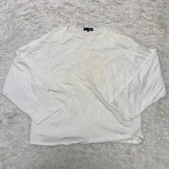 LOGOS ホワイト クルーネック 長袖 Tシャツ