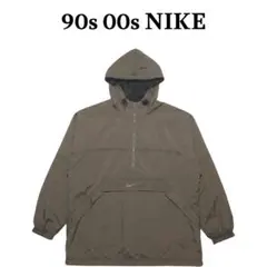 90s00s NIKEハーフジップ センターロゴ刺繍ナイロンアノラックパーカー