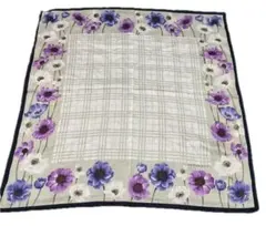 BURBERRY バーバリー ハンカチ 花柄 チェック パープル