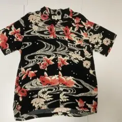 アロハシャツ 金魚　黒　ブラック　アロハシャツ　開襟シャツ　タウンクラフト　美品のサムネイル