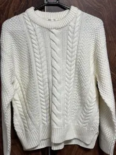 CINEMA CLUB ケーブルニットセーター ホワイト