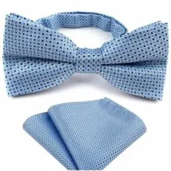 ライトブルー 蝶ネクタイ　ポケットチーフ セット　結婚式　発表会　イベント　格安