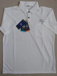 未使用 MIZUNO ミズノ 半袖 ポロシャツ ボタンダウン 白 ホワイト M