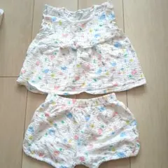 ベビー服 トップス ショートパンツ セットアップ 花柄　ことり柄のサムネイル