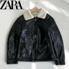 美品 春 ZARA ムートンジャケット　フライトジャケット　メンズ　Mサイズ黒 zara ムートンジャケット メンズ - メルカリ