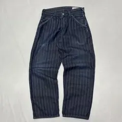 00s Evisu ストライプ シャイニーデニム バレルレッグ 立体 Tech