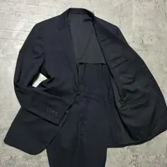 美品】UNIQLO ＋J ウール ストライプ ネイビー スーツセットアップ L