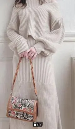 GRL Vネックトップス＆ハイネックワンピースニットセット[mb1230]