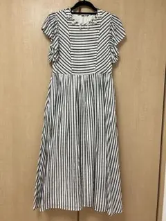 Chesty パールミックスストライプワンピース 0サイズ　ブラック