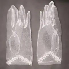 ウェディング 結婚式 グローブ 新婦 シースルー パール 花柄