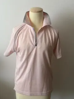 ファイテン　半袖ハーフジップポロシャツ レディースMXS アクアチタン