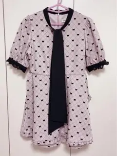 evelyn リボンロンパース セットアップ ワンピース ピンク