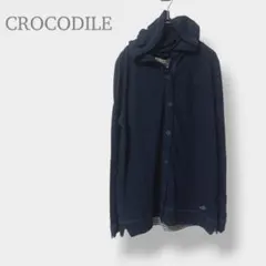 【クロコダイル】パーカー カーディガン M ネイビー フード　刺繍ロゴ　長袖のサムネイル
