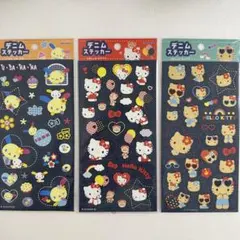 サンリオ デニムシール 日焼けキティ、ハローキティ、ウサハナ