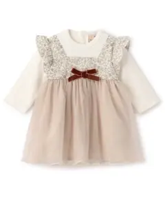 petit main お花チュールドッキングOPロンパース