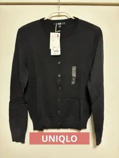 UNIQLO ト エクストラファインメリノクルーネックカーディガン　M 黒