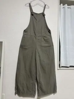ZARA サロペット オーバーオール カーキ ワイドパンツ　Mのサムネイル