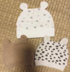 ベビー帽子 3個セット 耳付きデザイン