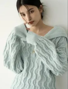 lily brown♡セーラーカラーケーブルニット/美品