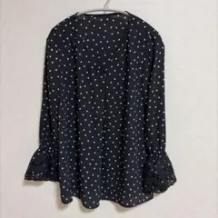 JUSGLITTY ドット柄袖レース長袖ブラウス 黒 2 美品のサムネイル