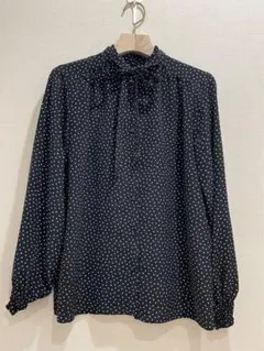 【美品】ブルーレーベルクレストブリッジ スタンドカラードットブラウス　Sサイズ