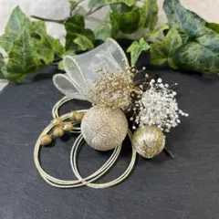 ドライフラワー髪飾り　結婚式成人式卒業式七五三髪飾り　かすみ草&和玉2種水引き