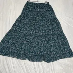 スカート M UNIQLO ユニクロ 緑 花柄 アジアン柄 プリーツスカートのサムネイル