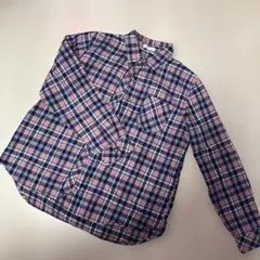 E hyphen world gallery ピンク チェック柄長袖シャツ