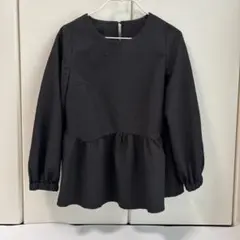 ジャガードペプラムトップス ブラック