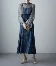 3wayシフォンボレロ&レースキャミドレス 結婚式 ワンピース Lサイズ