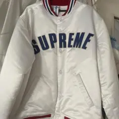 SUPREME スタジャン ホワイト刺繍 Supreme × WTAPS 21AW Varsity Jacket スタジャン L ホワイト