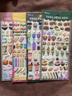 ぷっくりシール 韓国 モッパン タピオカ 辛ラーメン　4枚セット　バラ売り可能